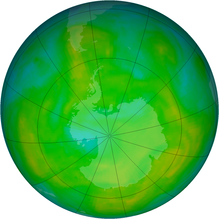 Antarctic ozone map for 18 December 1988